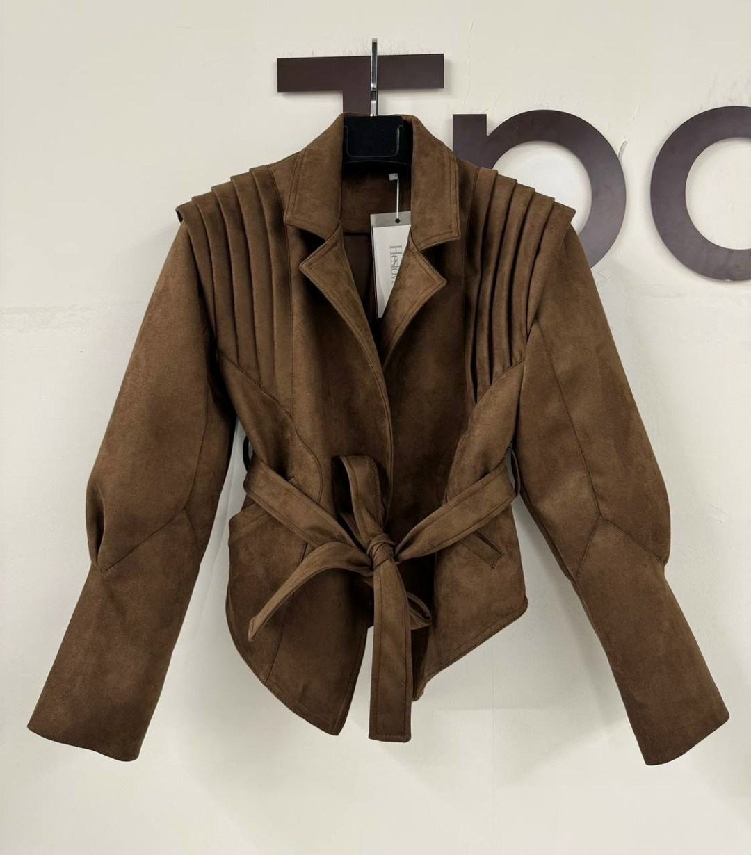 замшевая куртка,замшевая куртка с поясом,повседневная куртка,женская замшевая куртка rzra с отложным воротником и длинными рукавами,куртка замшевая женская