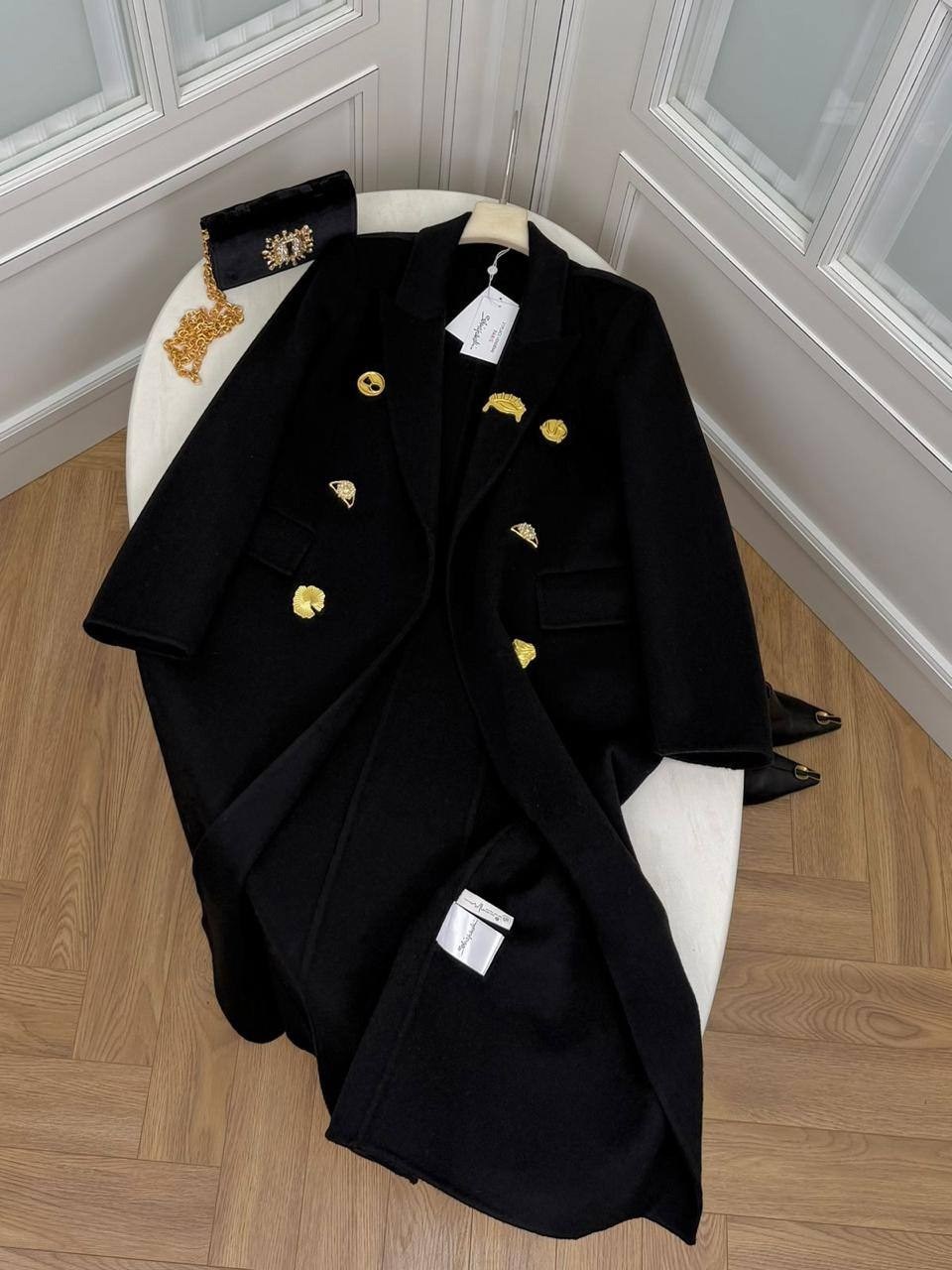 пальто с пуговицами,черное пальто,кашемир пальто,длинное пальто,пальто женские