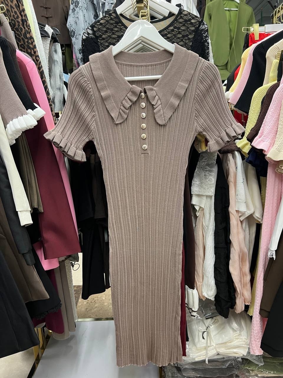 трикотажное платье летнее,платье лапша с воротником,платье с воротником,трикотажное платье,вязаное платье