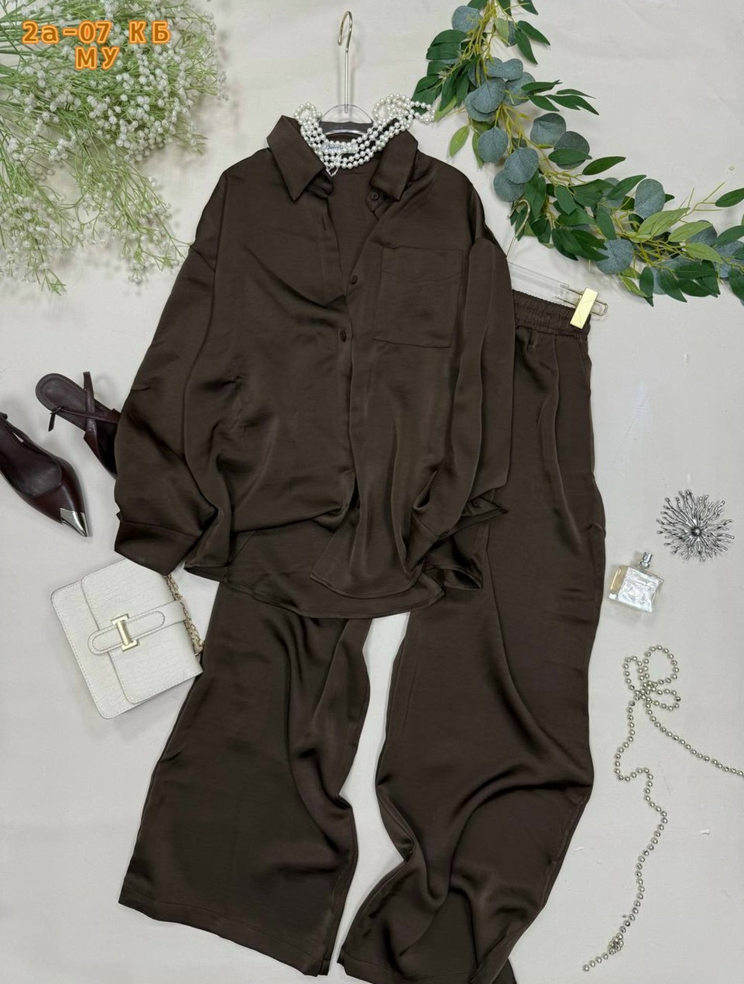 брючный костюм женский,костюм в пижамном стиле,шелковый костюм,атласный брючный костюм,шелковые брюки