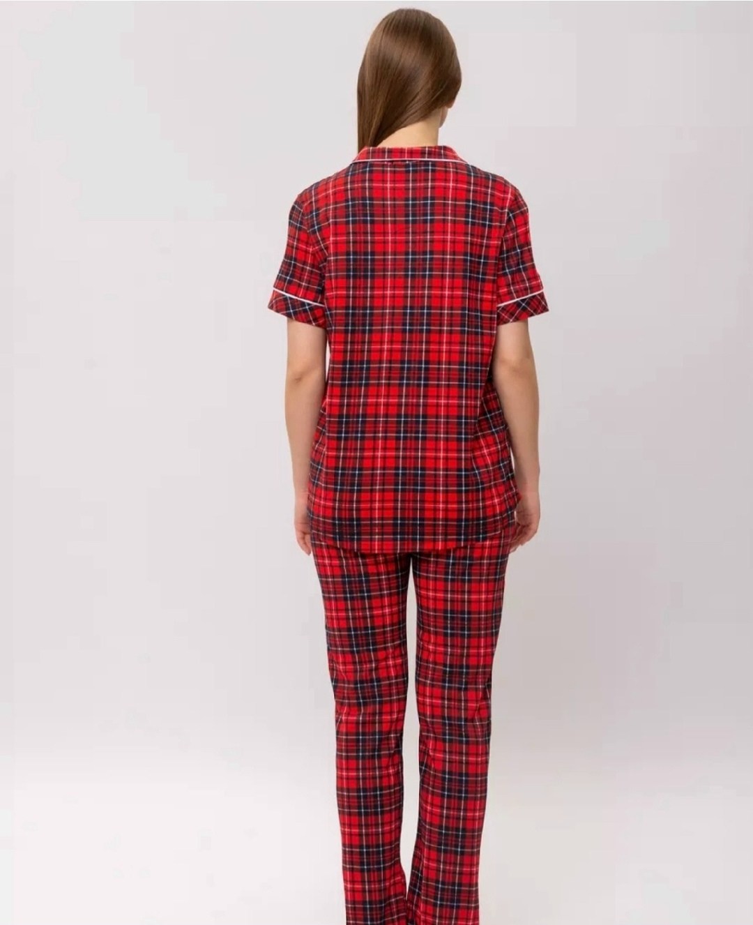 пижама женская хоум стайл красная клетка,пижама женская красная клетка,пижама женская в клетку,пижама женская малиновые сны kletw красная 48 ru,пижама эмир 425 клетка красная