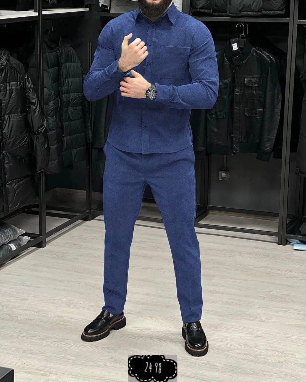 костюм двойка мужской,костюм двойка для мужчин вельвет,мужская мода,костюм вельветовый с рубашкой и брюками zakiya shop,мужской вельветовый костюм