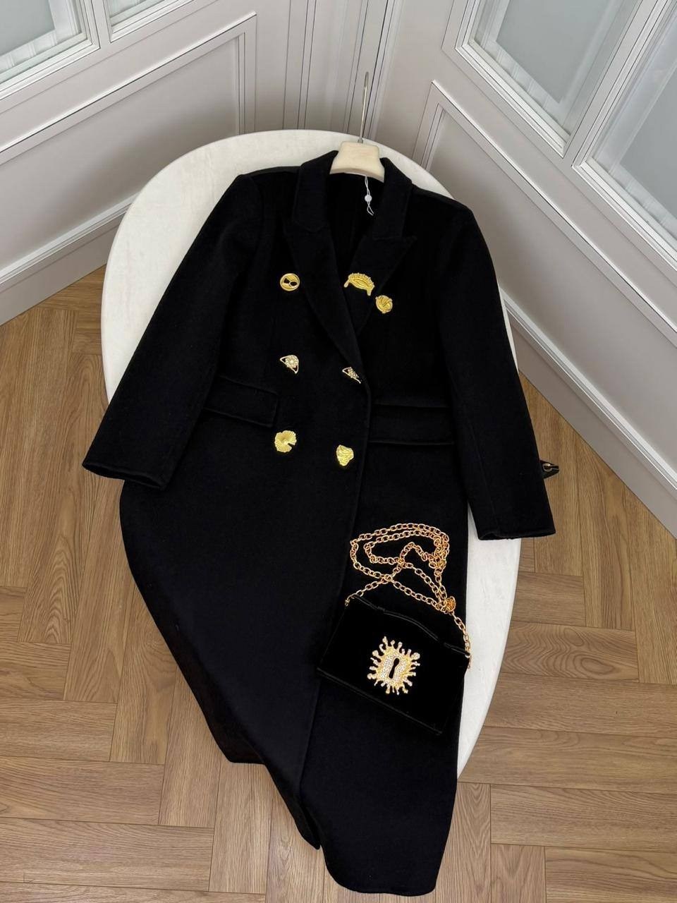 пальто с пуговицами,черное пальто,кашемир пальто,длинное пальто,пальто женские