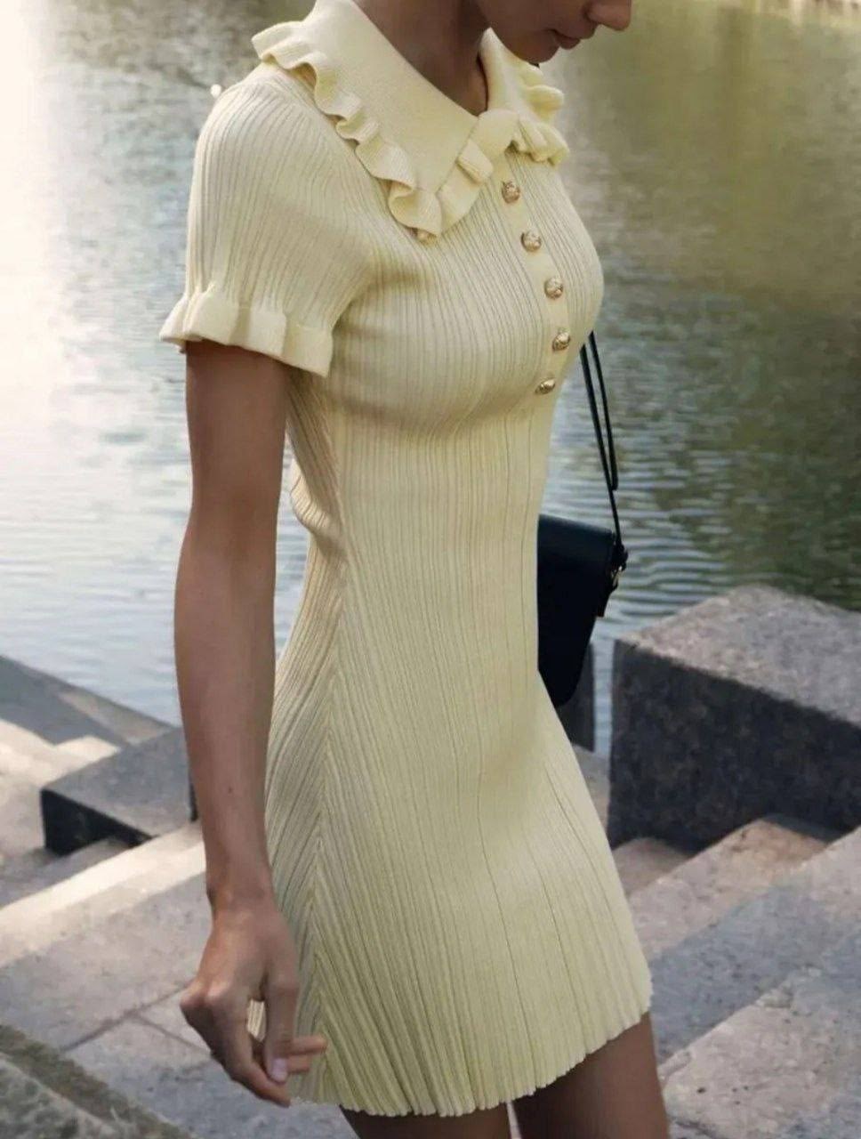 трикотажное платье летнее,платье лапша с воротником,платье с воротником,трикотажное платье,вязаное платье