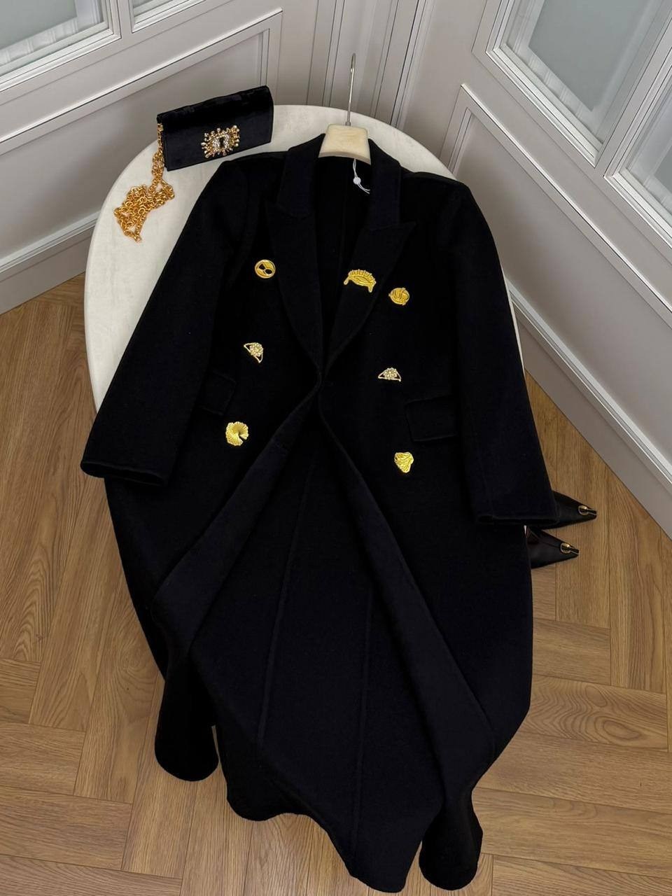 пальто с пуговицами,черное пальто,кашемир пальто,длинное пальто,пальто женские