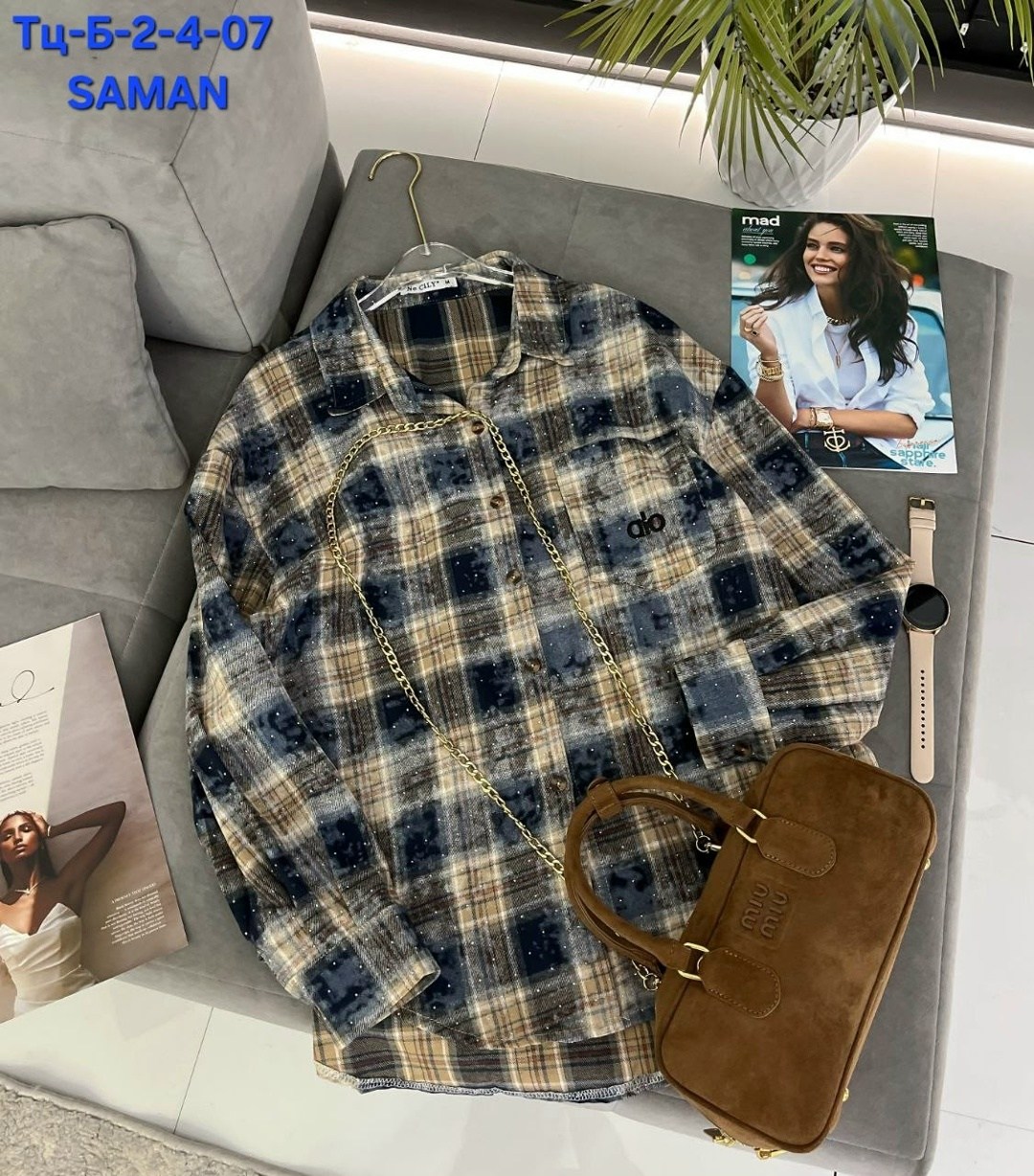 рубашка женская в клетку,женская рубашка,рубашка в клетку,рубашка женская 7007 клетка,рубашка женская 7007 "клетка № 4"