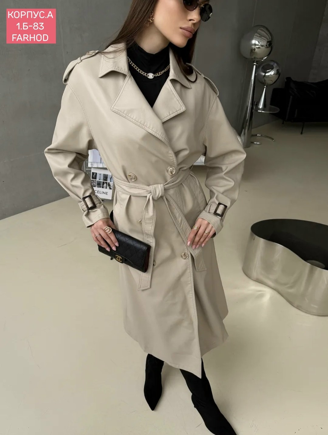 тренч плащ кожаный длинный simile instyle 332809250,кожаный плащ,тренч кожаный,кожаный плащ тренч длинный,кожаное пальто