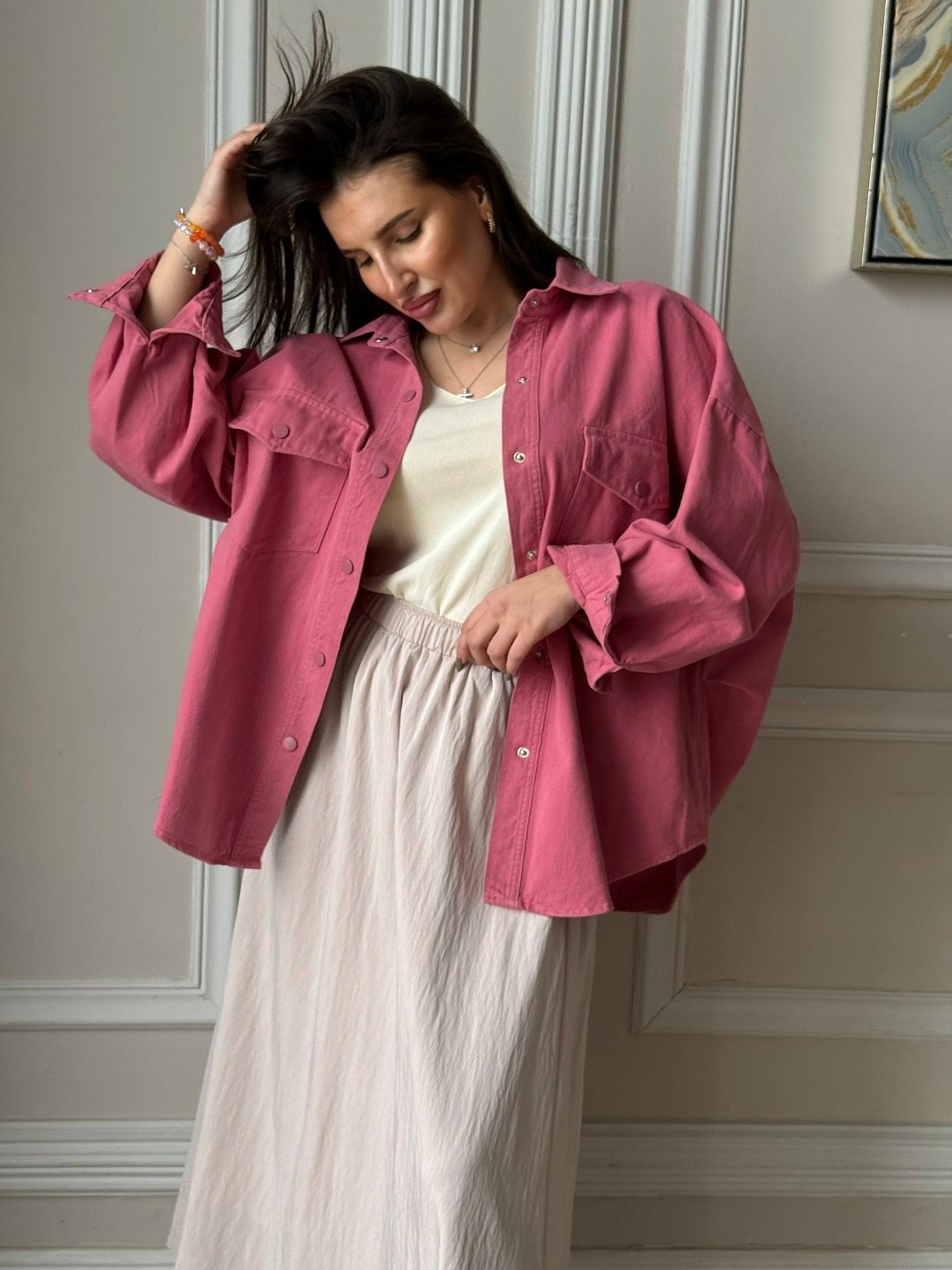 женская рубашка оверсайз,куртка оверсайз,рубашка оверсайз розовая,льняная рубашка оверсайз,джинсовая куртка оверсайз