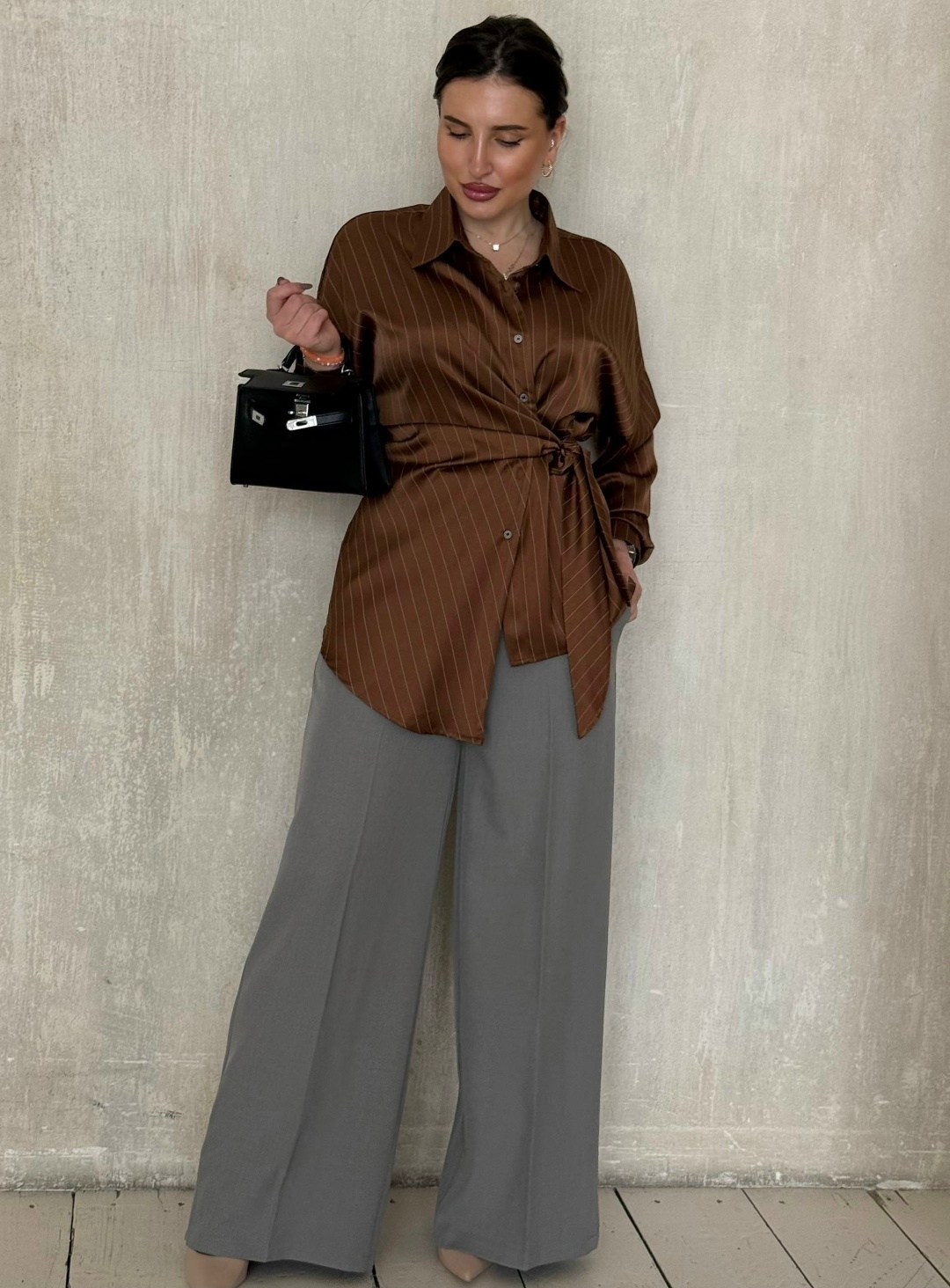 женская рубашка в полоску,коричневая рубашка женская,женская рубашка,рубашка в коричневую полоску женская,рубашка в полоску