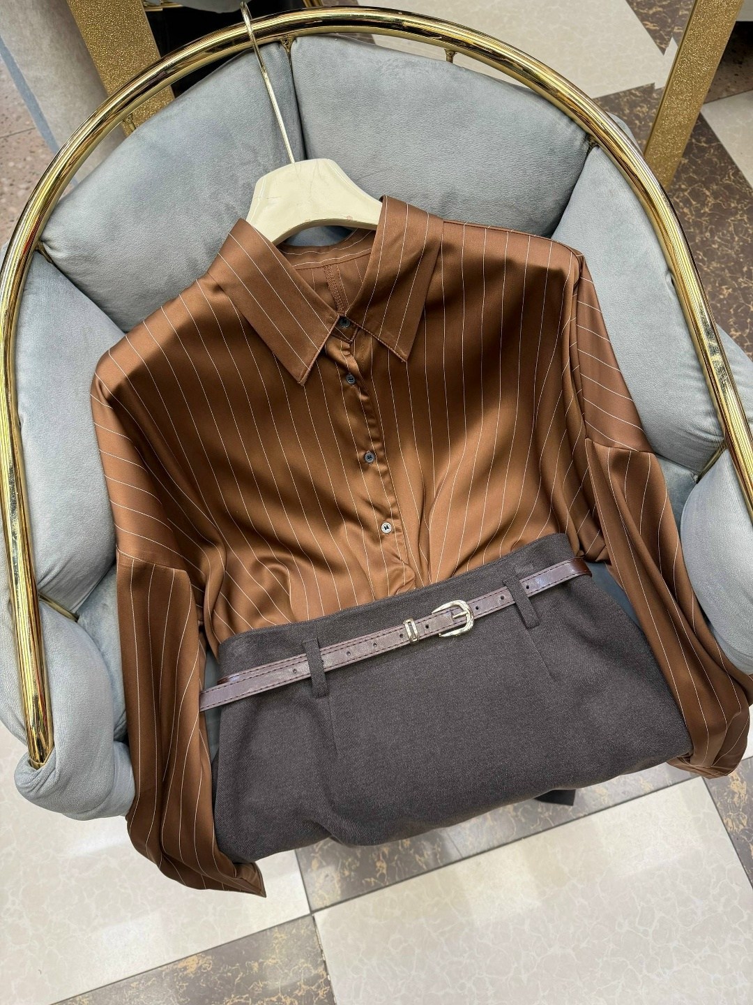 женская рубашка в полоску,коричневая рубашка женская,женская рубашка,рубашка в коричневую полоску женская,рубашка в полоску