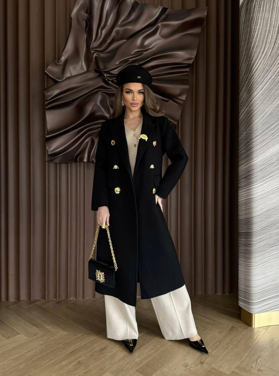 пальто с пуговицами,черное пальто,кашемир пальто,длинное пальто,пальто женские