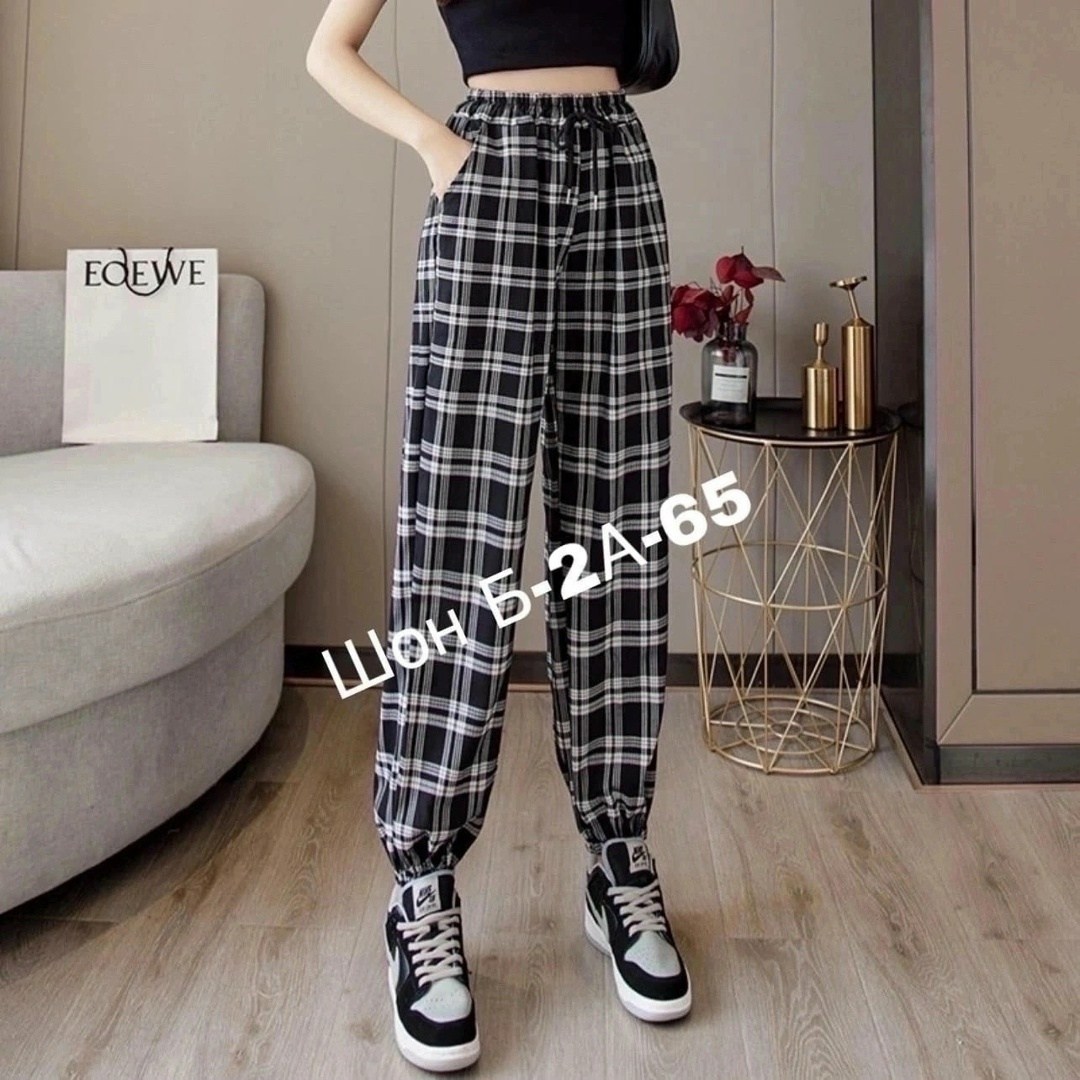 женские брюки в клетку,брюки в клетку,клетчатые брюки,штаны в клетку,брюки свободные повседневные