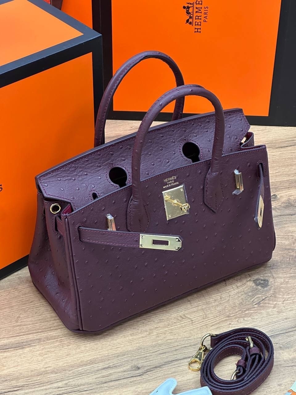 сумка гермес биркин,сумка биркин,фиолетовая сумка,женская сумка hermes birkin из кожи страуса,эрмес биркин