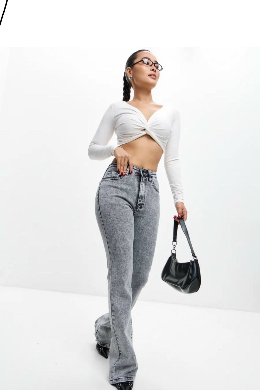 джинсы клеш женские,джинсы-клёш от колена miliner_moda,женские джинсы,джинсы клёш,серые джинсы клеш