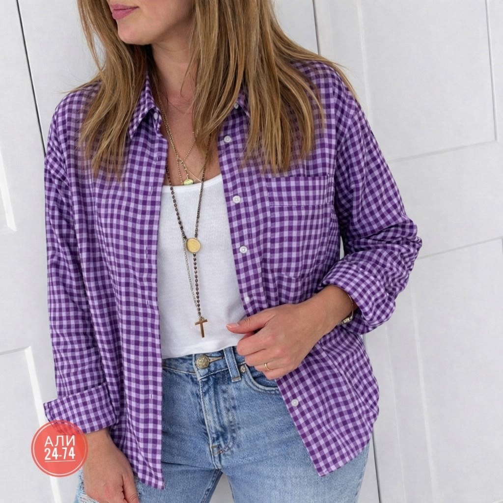 рубашка женская в клетку,модная женская рубашка,повседневная женская рубашка,женская рубашка,повседневная рубашка