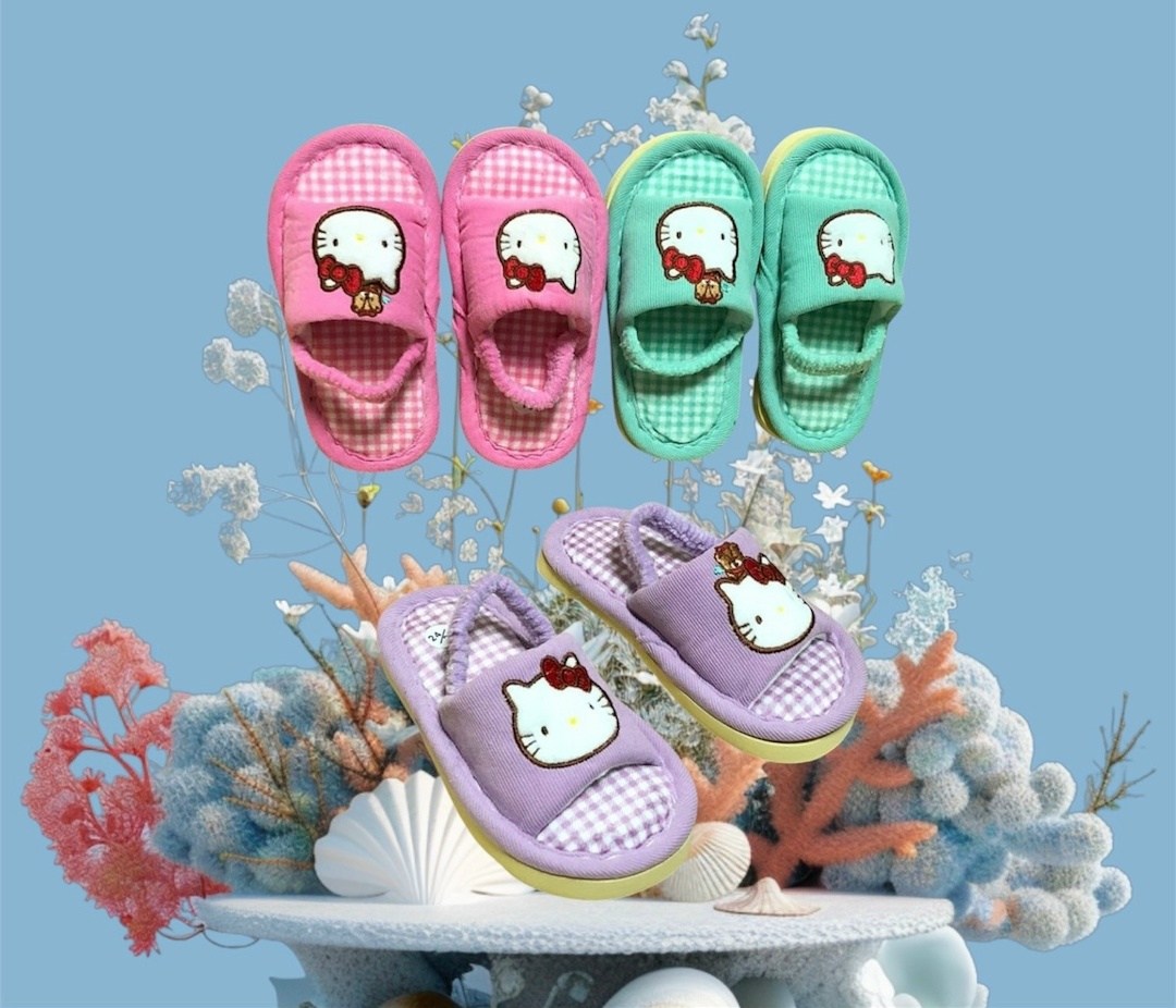 тапки с хеллоу китти,детские домашние тапочки,домашние тапочки,тапочки хелло китти,детские тапочки