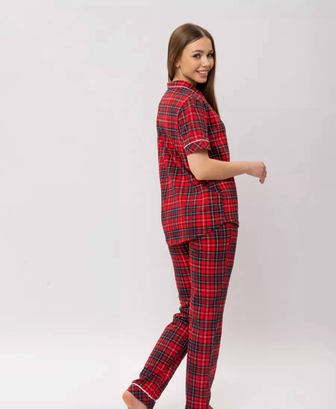 пижама женская хоум стайл красная клетка,пижама женская красная клетка,пижама женская в клетку,пижама женская малиновые сны kletw красная 48 ru,пижама эмир 425 клетка красная