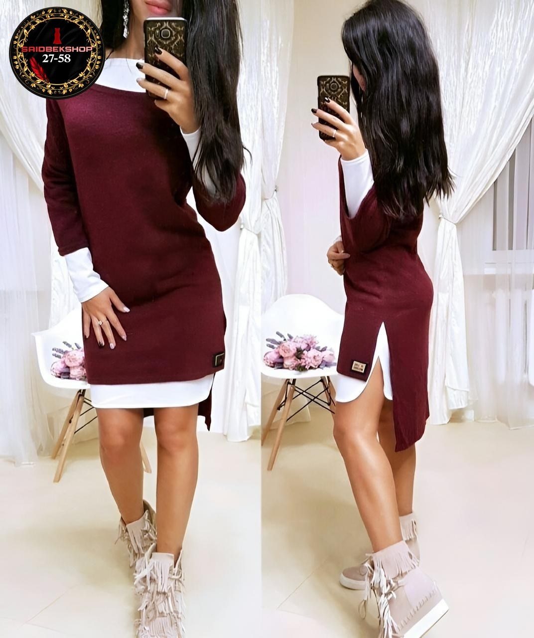 платье двойка ангора ,платье двойка,костюм с платьем,платье женская,платье женское двойка