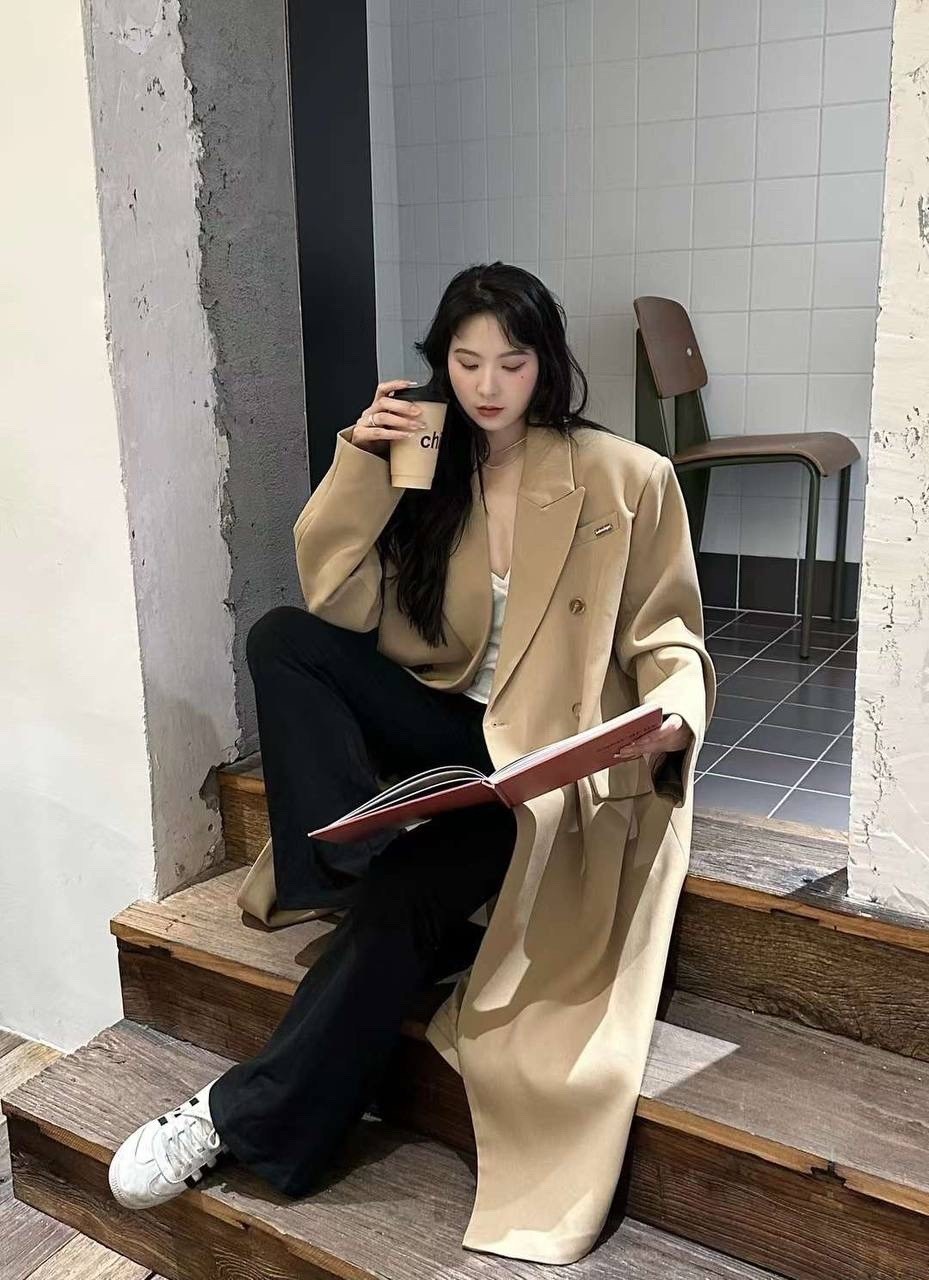 двустороннее шерстяное пальто средней длины в корейском стиле,женское длинное двубортное пальто,кашемировое пальто женское двубортное,стильное пальто,женское длинное кашемировое пальто