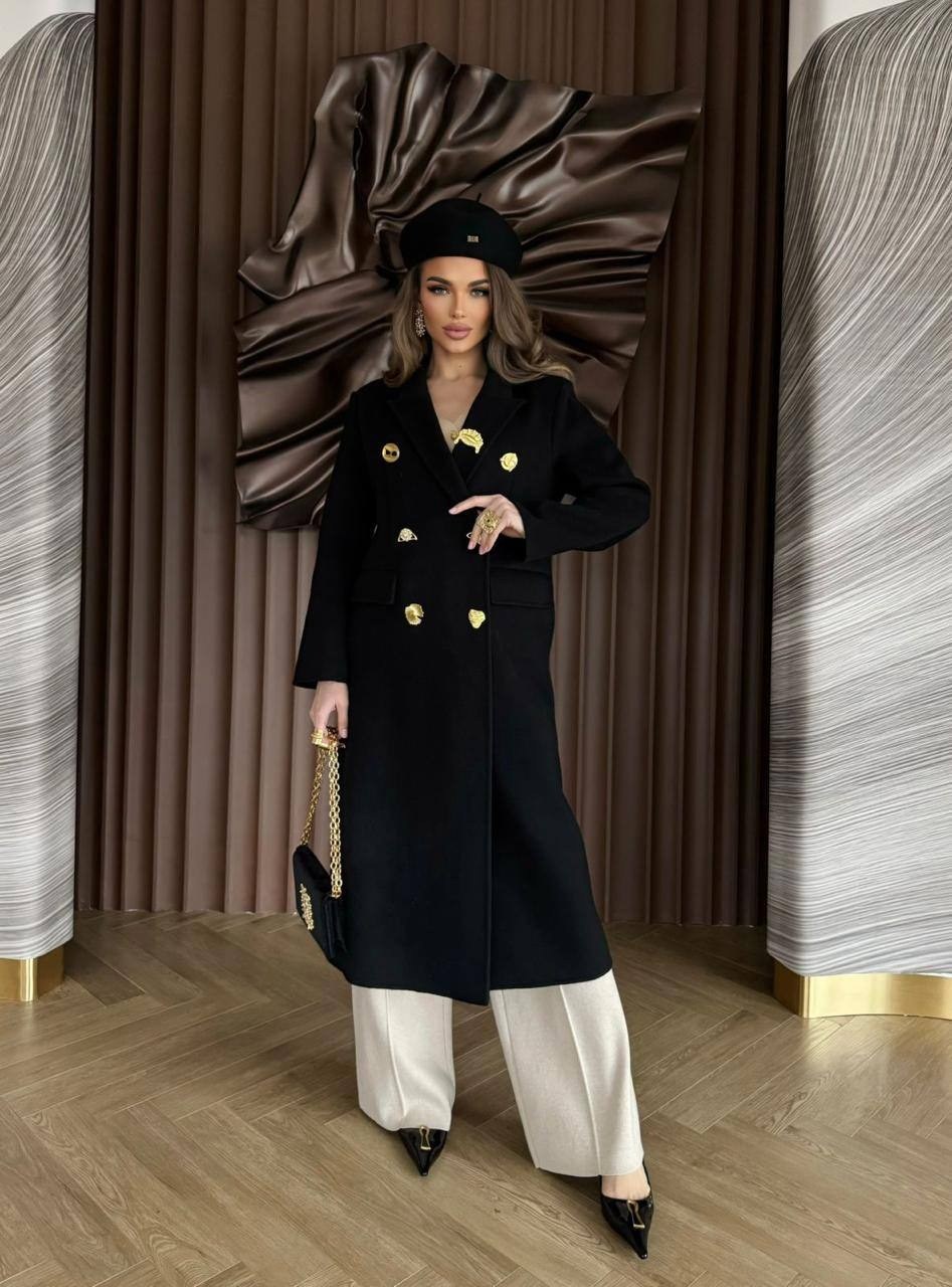 пальто с пуговицами,черное пальто,кашемир пальто,длинное пальто,пальто женские