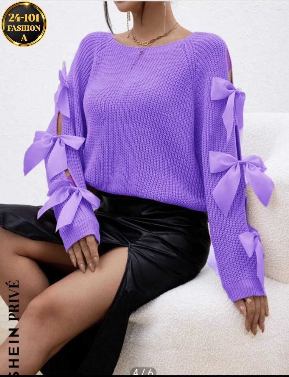 модный вязаный свитер с бантом и рукавами реглан,пуловер с рукавом реглан и бантом,женский свитер с бантом,кофта с бантиками на рукавах,женский теплый свитер с бантом и длинным рукавом