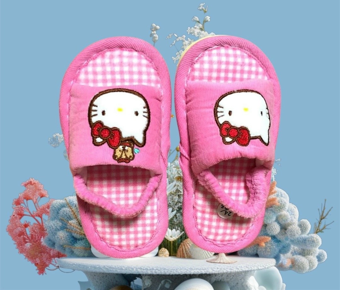 тапки с хеллоу китти,детские домашние тапочки,домашние тапочки,тапочки хелло китти,детские тапочки