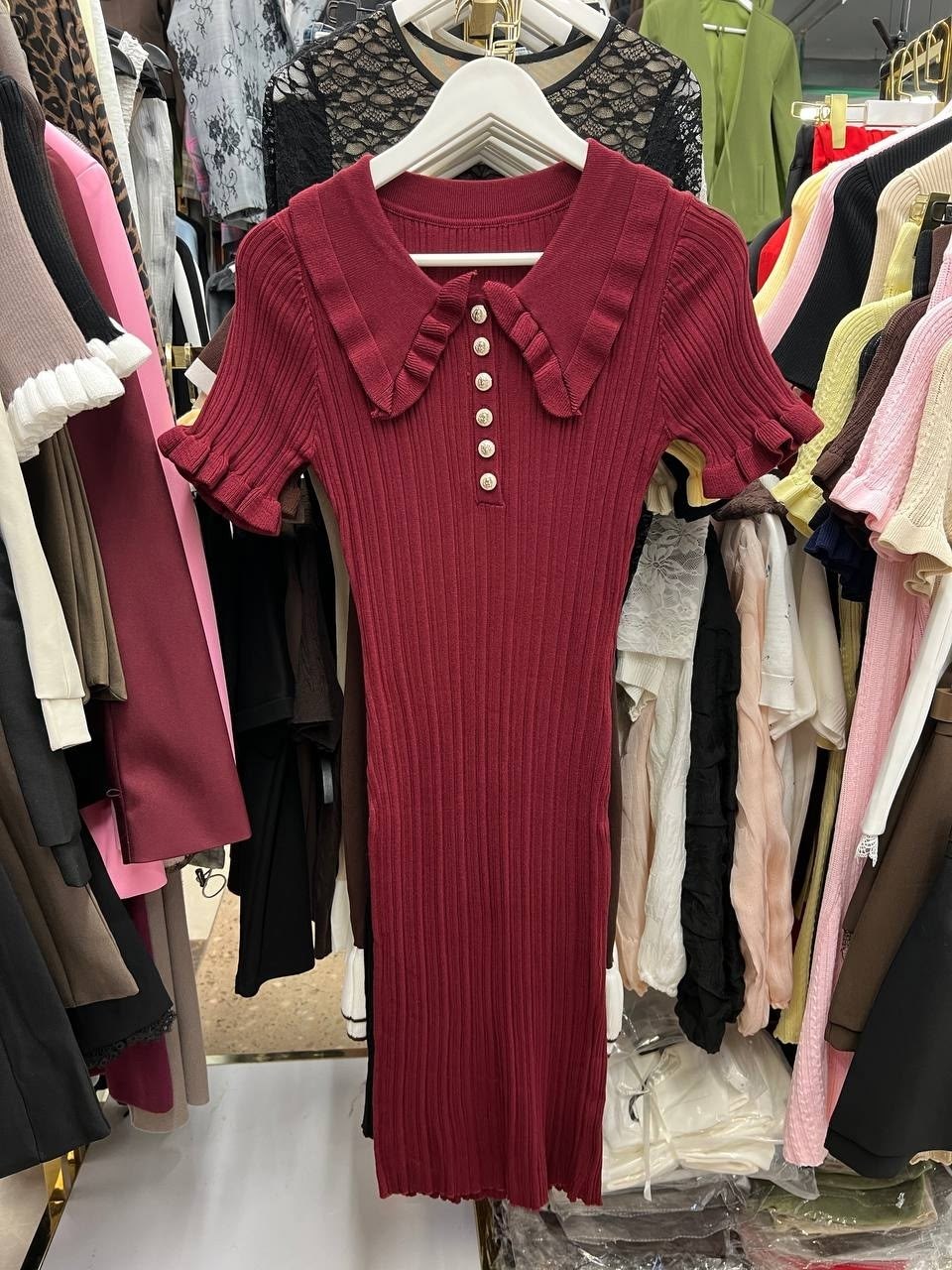 трикотажное платье летнее,платье лапша с воротником,платье с воротником,трикотажное платье,вязаное платье