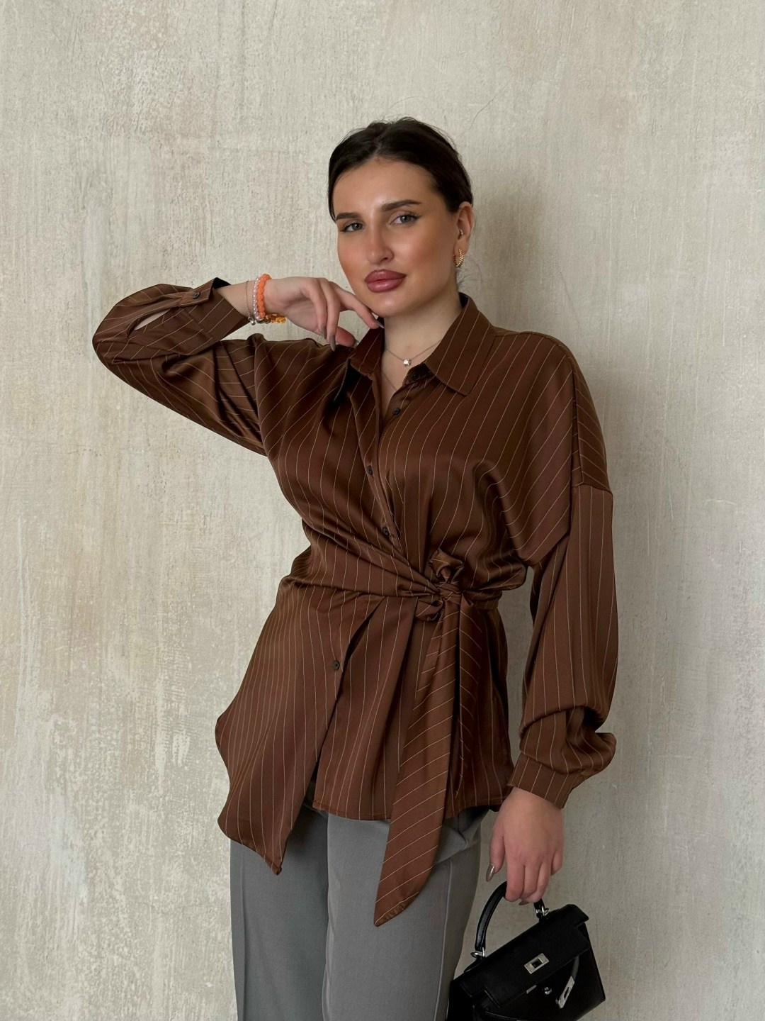 женская рубашка в полоску,коричневая рубашка женская,женская рубашка,рубашка в коричневую полоску женская,рубашка в полоску