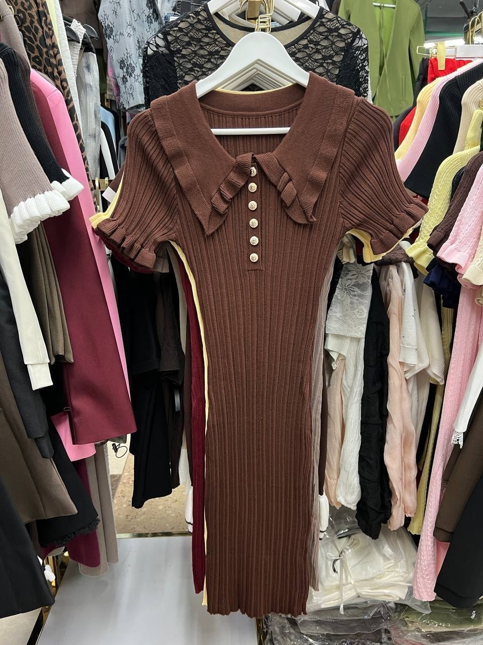 трикотажное платье летнее,платье лапша с воротником,платье с воротником,трикотажное платье,вязаное платье