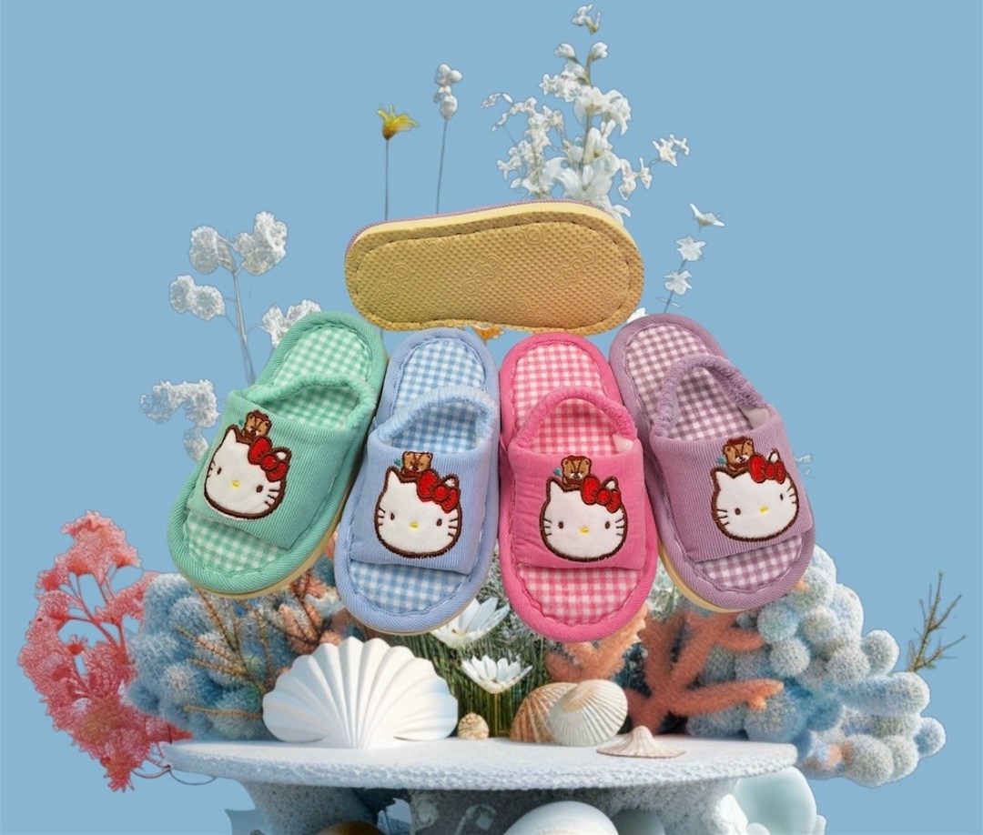 тапки с хеллоу китти,детские домашние тапочки,домашние тапочки,тапочки хелло китти,детские тапочки