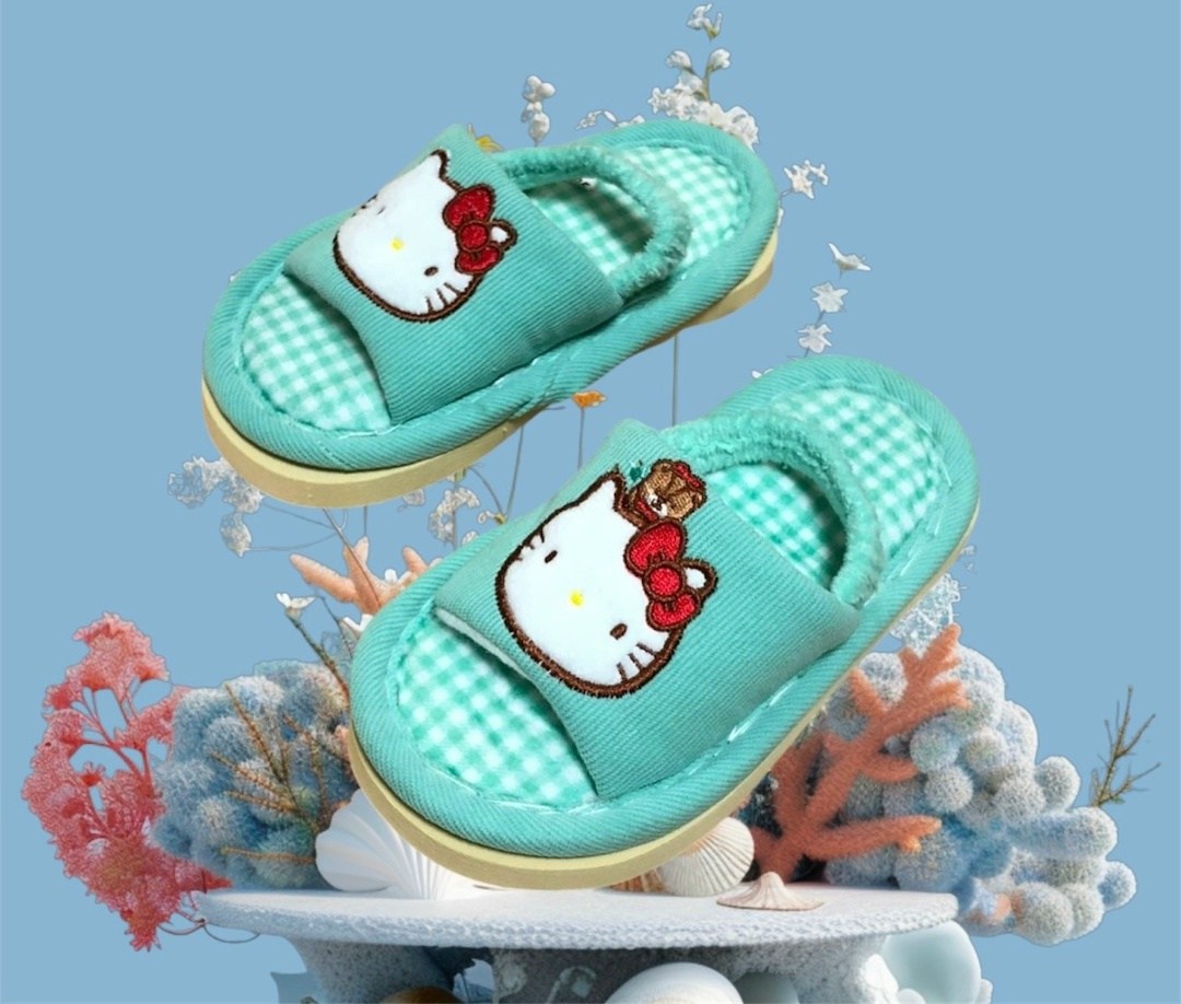 тапки с хеллоу китти,детские домашние тапочки,домашние тапочки,тапочки хелло китти,детские тапочки