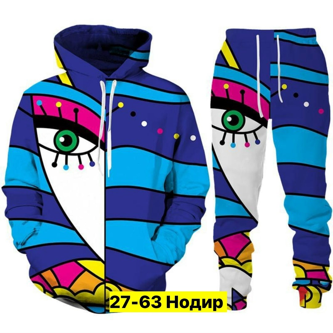 мужской костюм с худи с абстрактным 3d-принтом лица,костюм с принтом,костюм спортивный мужской с абстрактным 3d-принтом,костюм с худи,спортивный костюм одежда