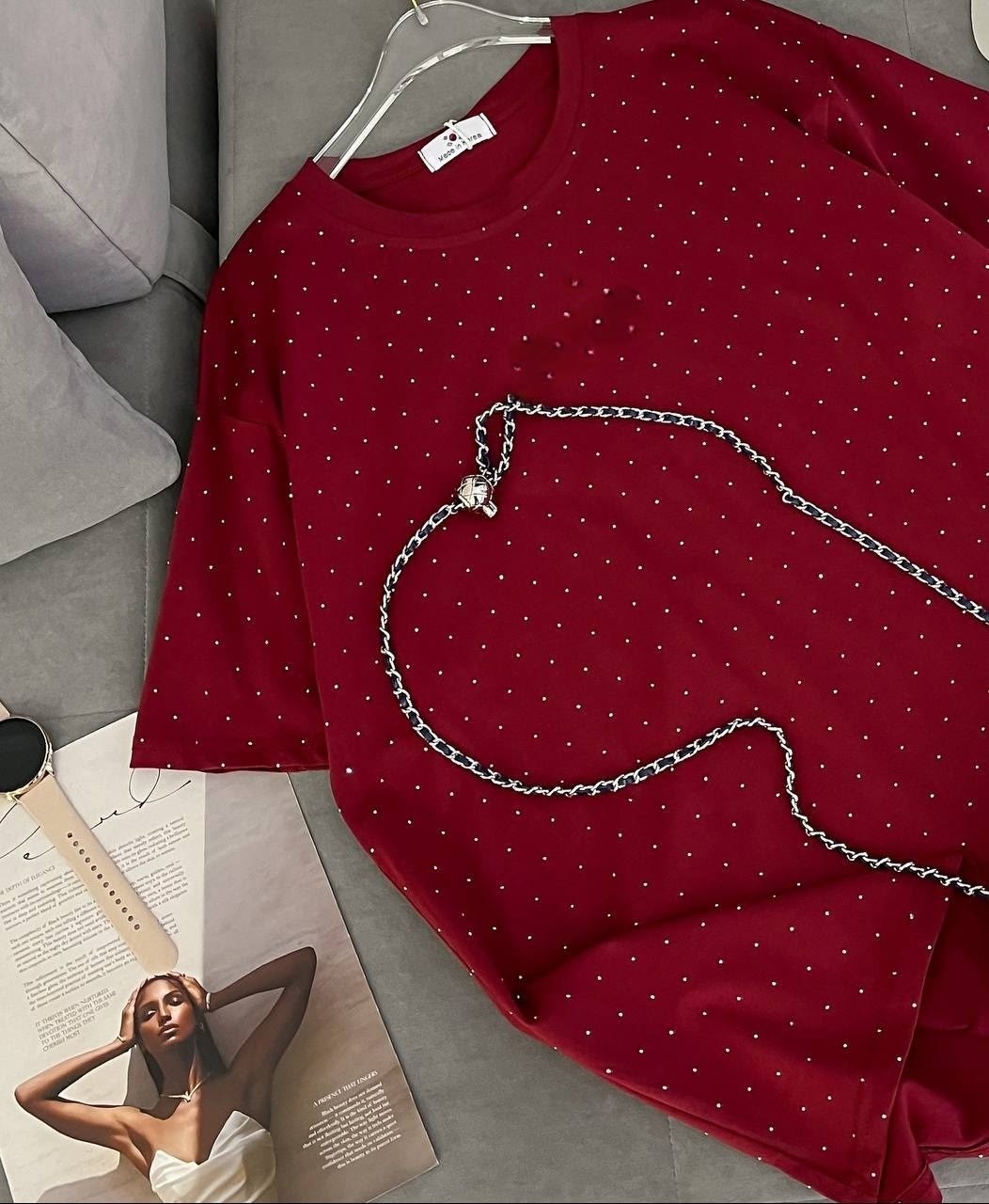 футболка со стразами оверсайз shein collection 223267776,женская футболка оверсайз со стразами,женская футболка,женская футболка оверсайз,футболка базовая со стразами оверсайз odmir 302929248