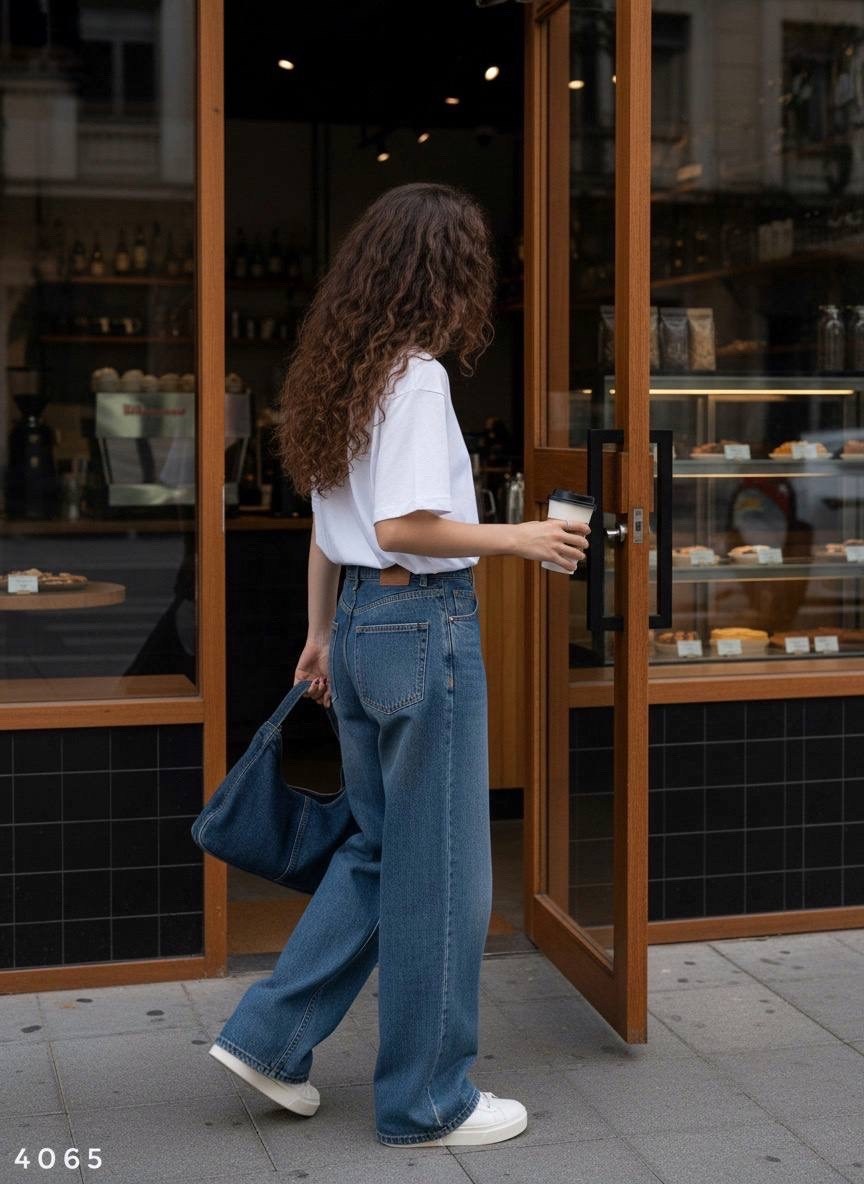 широкие джинсы,модные образы,джинсы и футболка,модные джинсы,одежда с джинсами