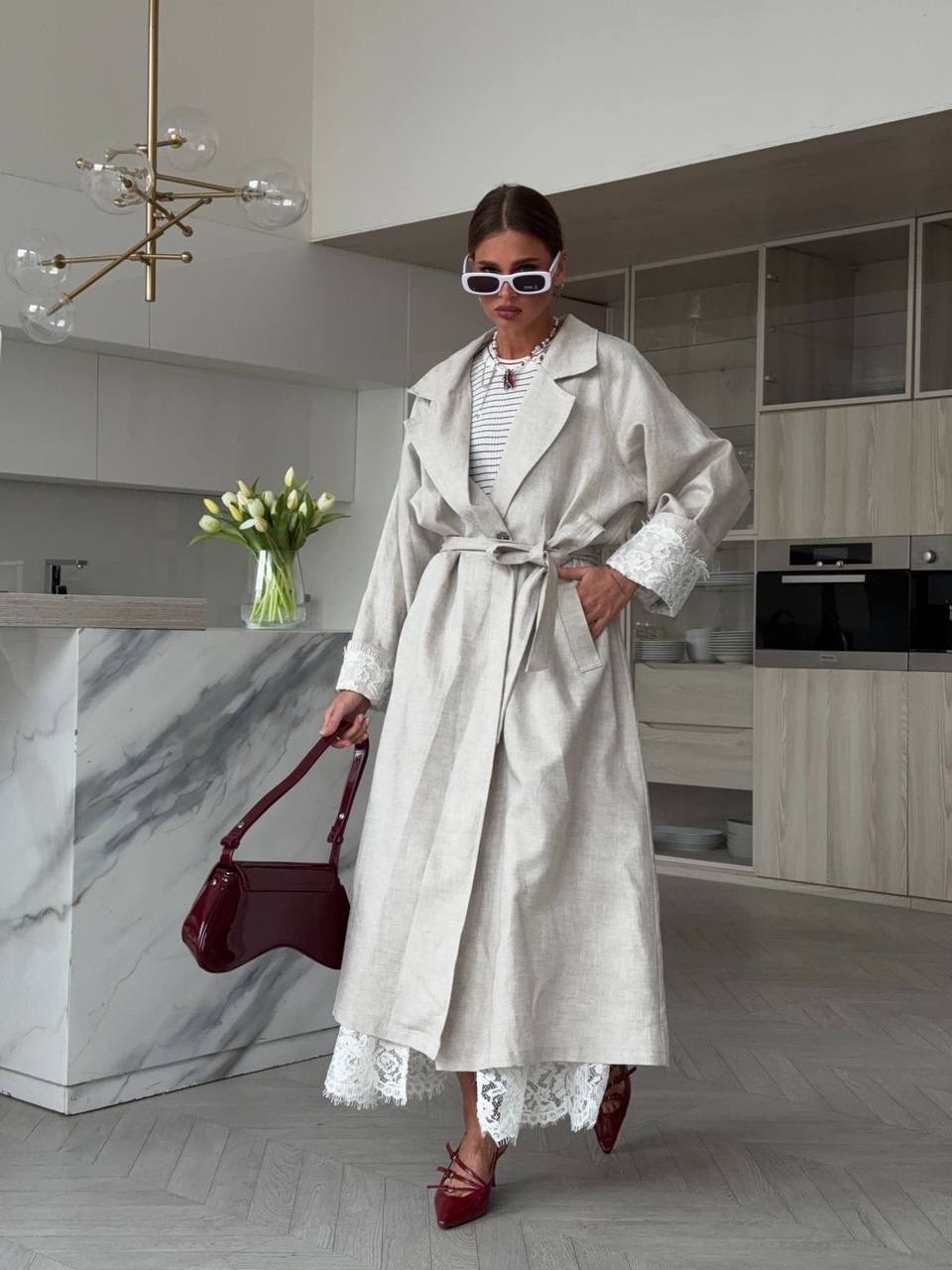 льняной халат,халат женский,халат из умягченного льна серого цвета essential размер m,халат для дома,халат льняной женский