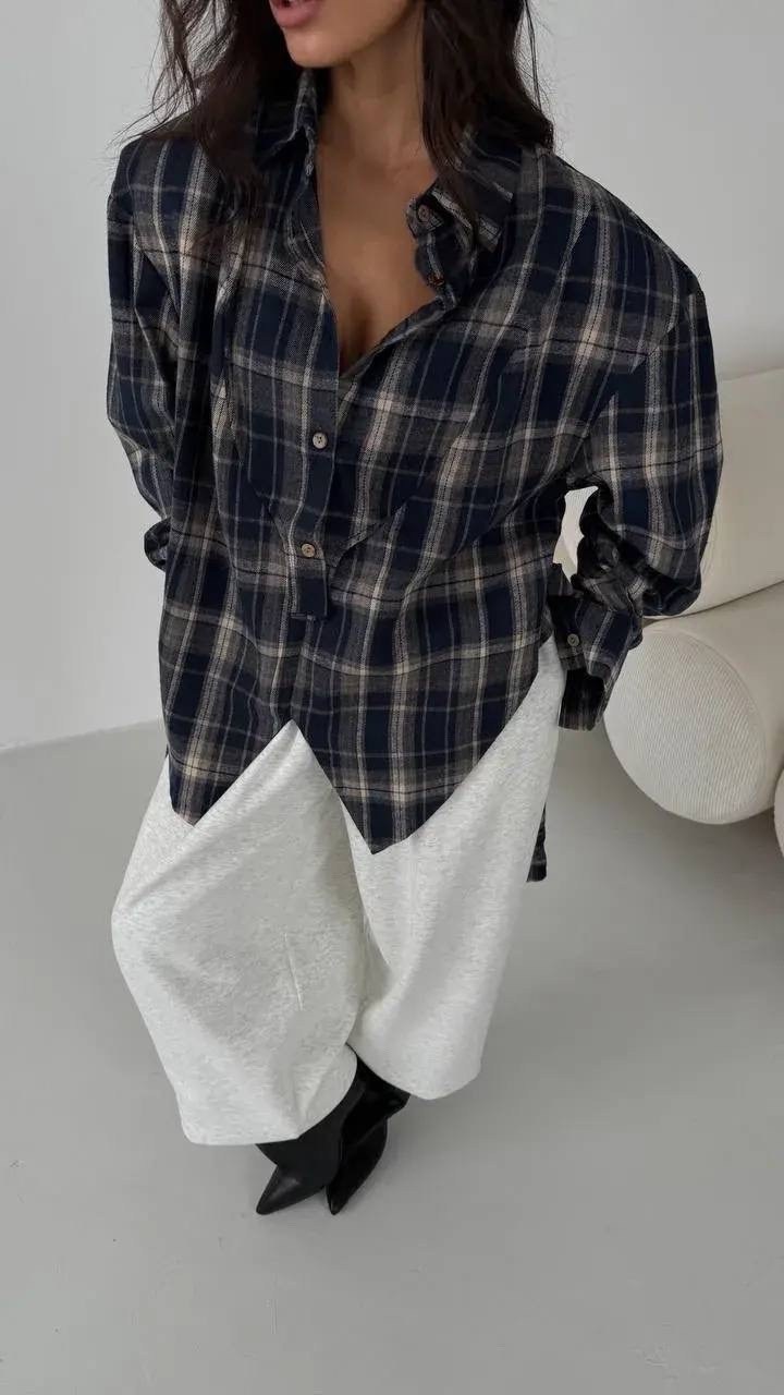 рубашка оверсайз стильная,рубашка модная,рубашка оверсайз в клетку dinalux,рубашка в клетку оверсайз удлиненная