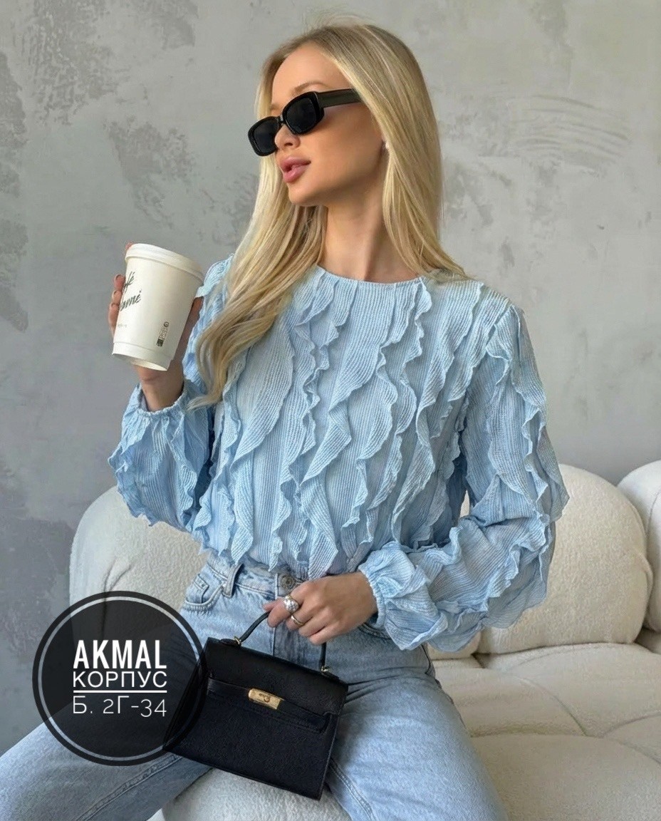 блузка с оборками,женская блузка,блуза,блузка,блузка нарядная с воланами