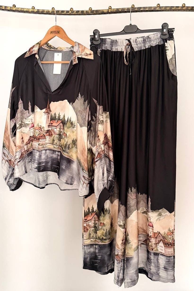 одежда для женщин,костюм,широкие брюки,блуза нарядная