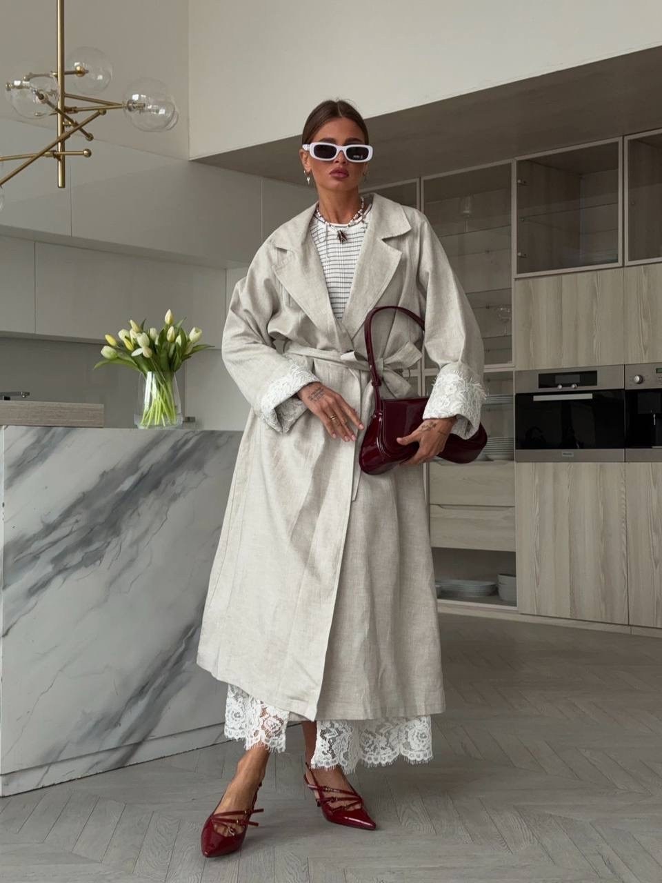 льняной халат,халат женский,халат из умягченного льна серого цвета essential размер m,халат для дома,халат льняной женский