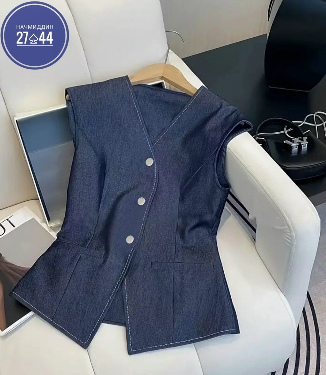 джинсовый костюм брючный палаццо с жилетом vera nova,женские костюмы,костюм,костюм двойка с брюками,брючные костюмы женские