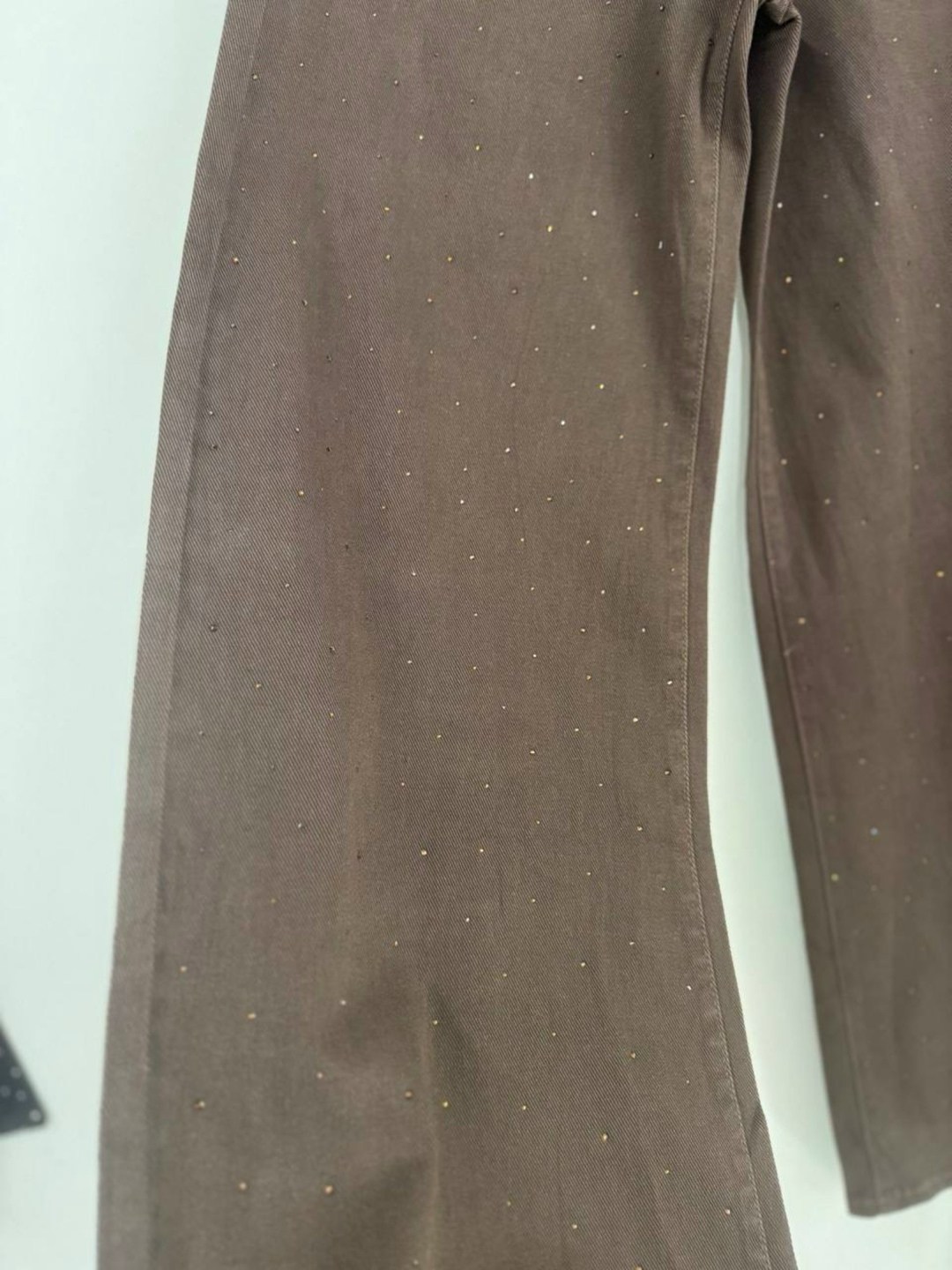 джинсы женские,джинсы брюки,джинсы широкого кроя со стразами, коричневый,джинсы бежевые,коричневые джинсы