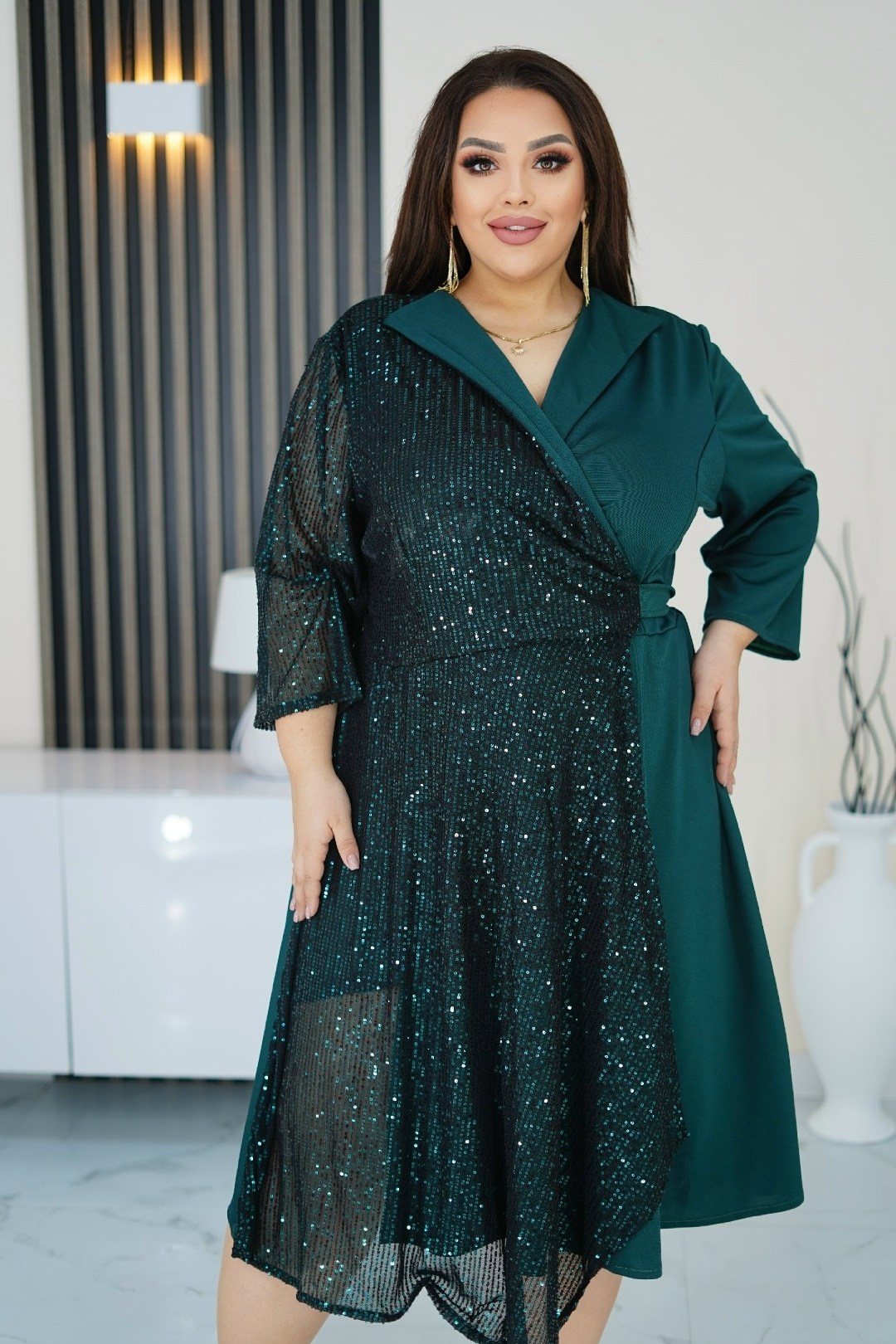 нарядное платье,платье большие размеры,платье вечернее,платье,платье большого размера праздничное в пайетках грандфасонтекс цвет зеленый