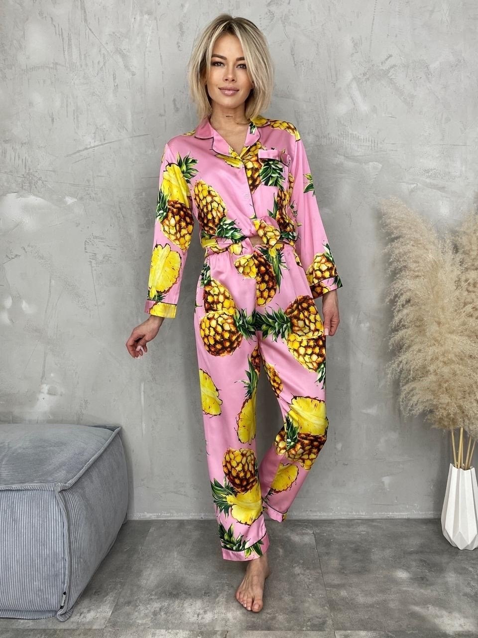 пижама розовый,пижама женская модная,пижама женская,пижама cо штанами шелковая,пижама шелк