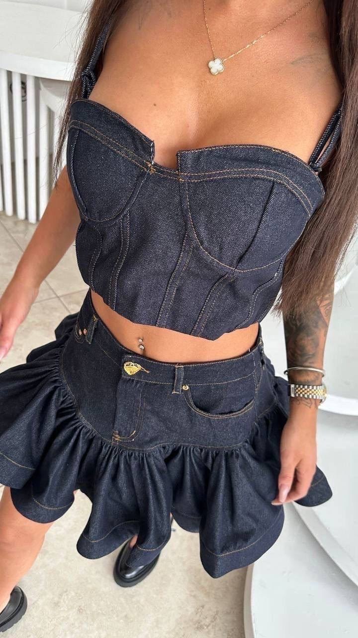 джинсовая юбка,юбка с оборками,костюм с юбкой,юбка,юбка джинсовая мини