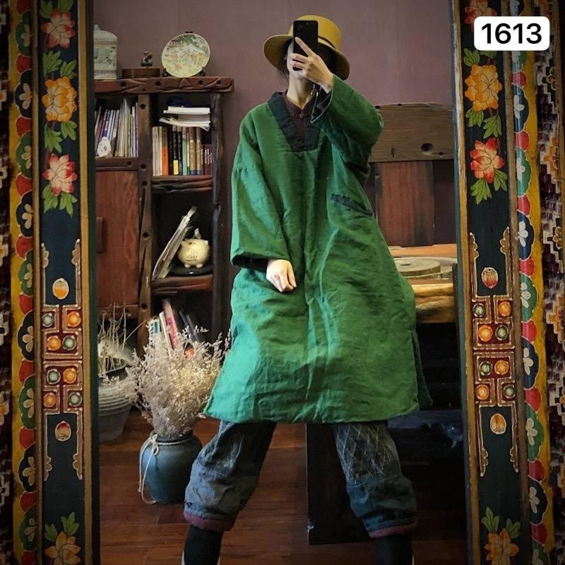 johnature женские винтажные льняные,льняное платье,одежда стиль бохо,johnature женские винтажные льняные парки с,пальто зеленое