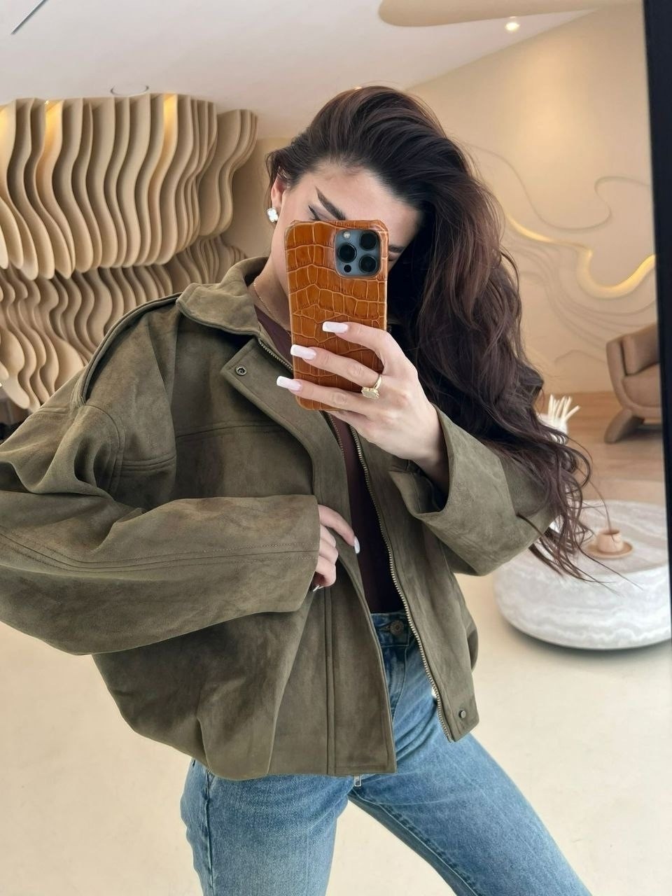 повседневная куртка,замшевая куртка,куртка с карманом,женская куртка,куртка замшевая бомбер оверсайз lancy