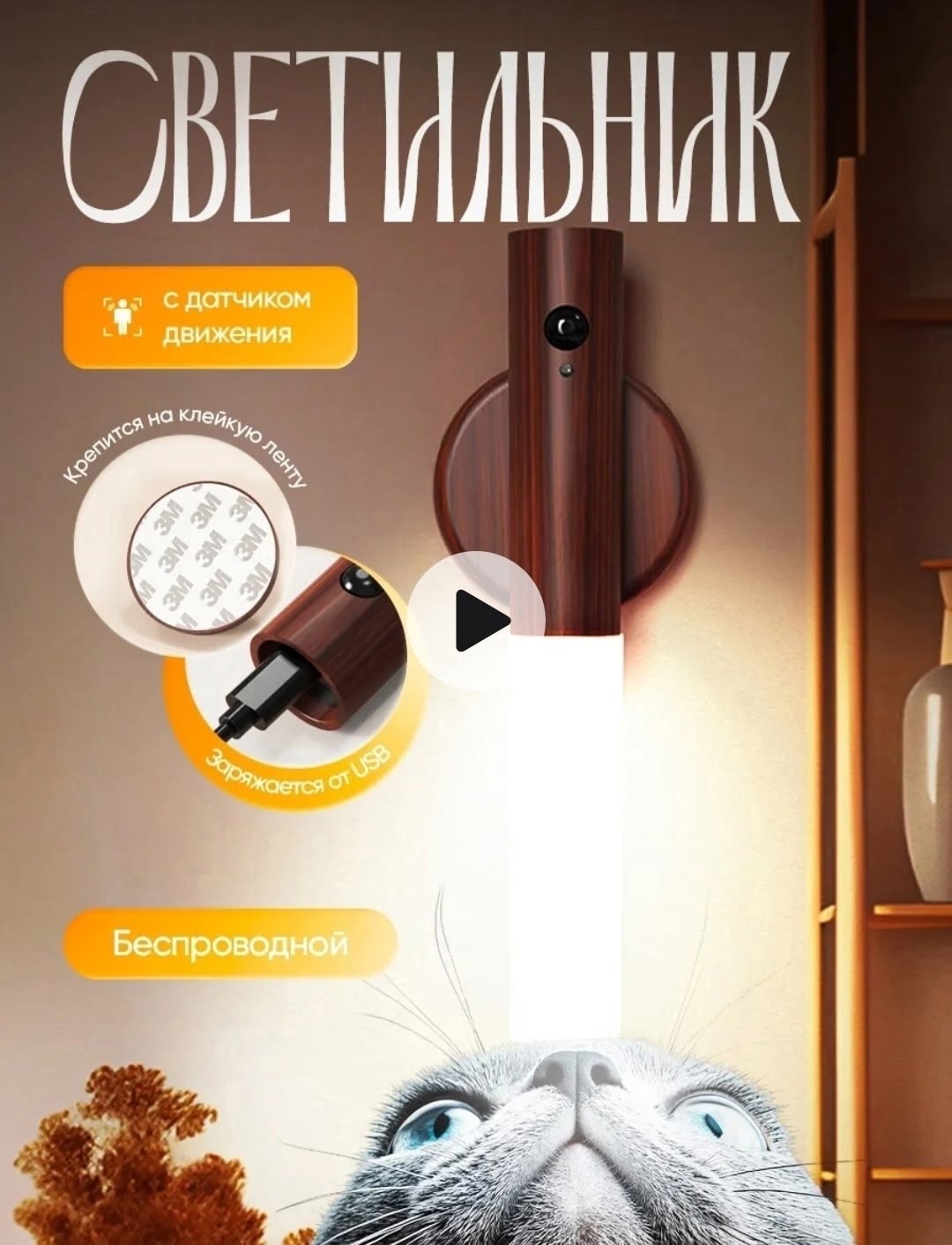 светильник настенный беспроводной с датчиком,настенный светильник с датчиком движения,беспроводной настенный светильник,умный светильник с датчиком движения,умный светильник беспроводной с датчиком дв