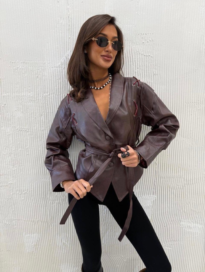 кожаная куртка,косуха куртка кожаная с поясом chauzi,куртка косуха,женская кожаная куртка,женская кожаная куртка с поясом