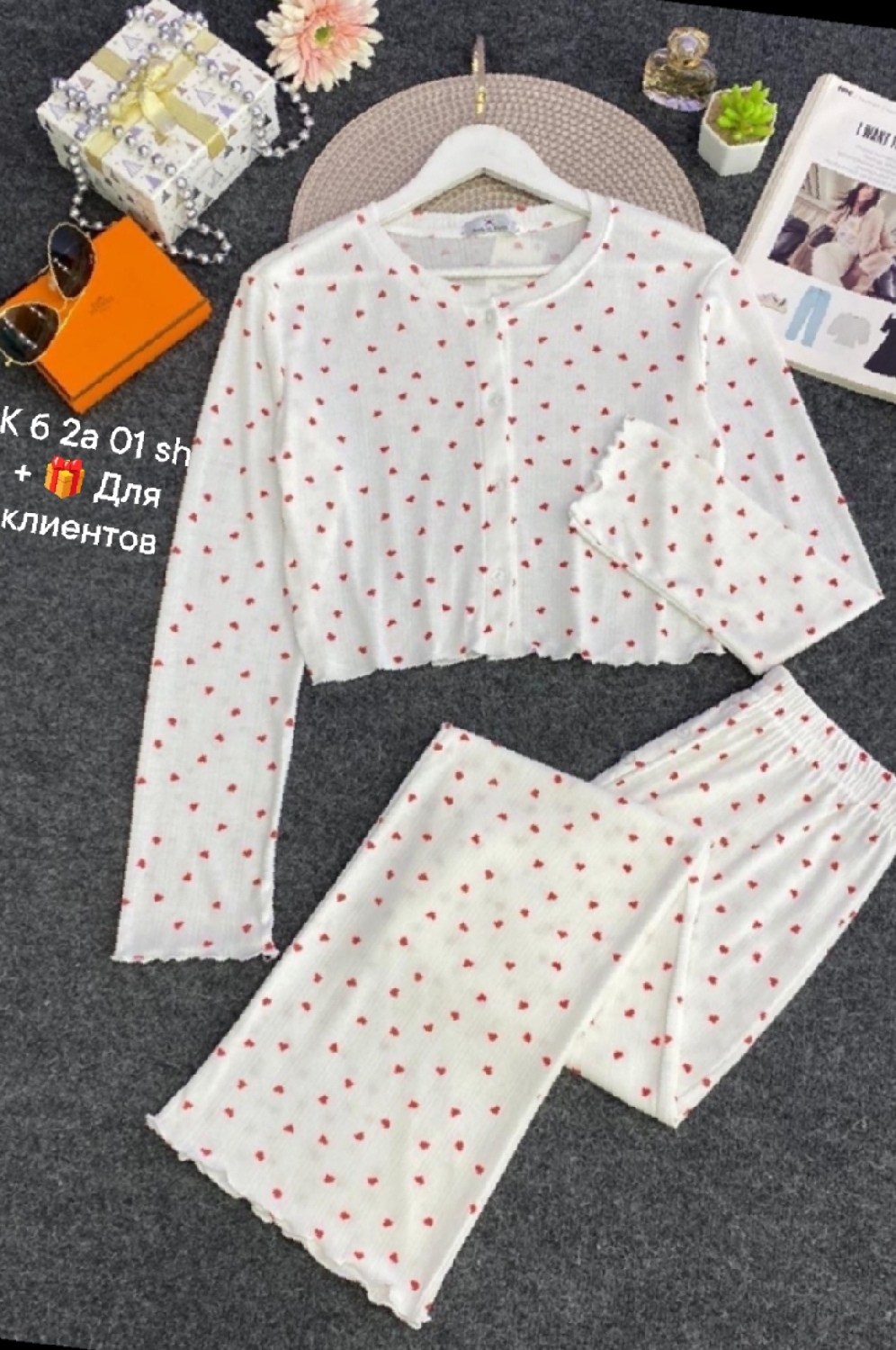 пижама муслиновая со штанами isabella dreams,пижама для женщин,женская пижама,пижама,пижама со штанами с принтом ysense