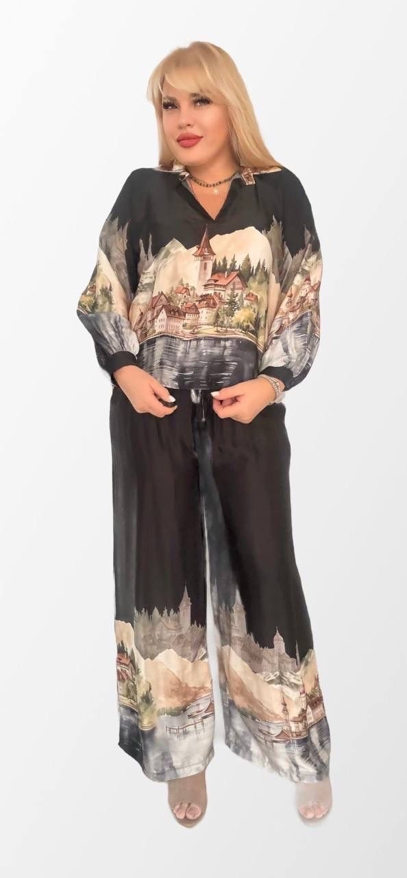 одежда для женщин,костюм,широкие брюки,блуза нарядная